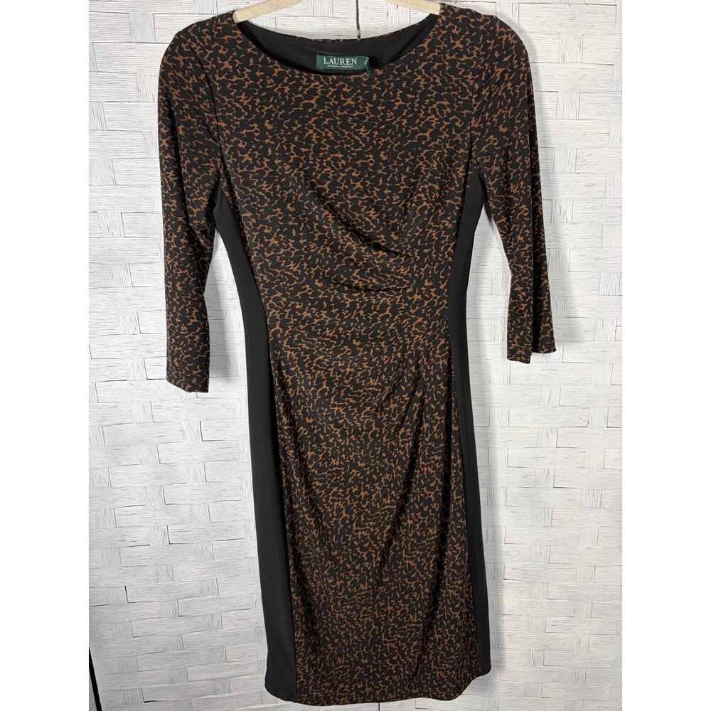 Lauren Ralph Lauren women's dress animal print 3/4 length sleeve asymmetrical